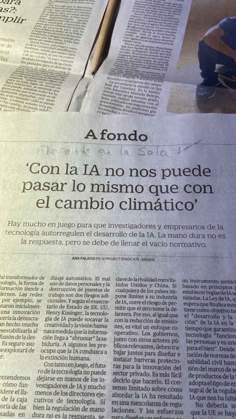 Con la IA no nos puede pasar lo mismo que con el cambio climático